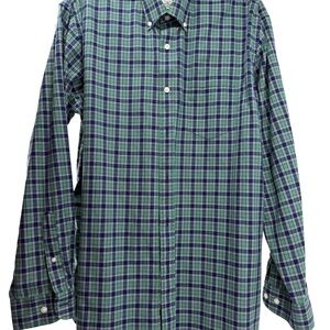 L.L. Bean Men's Plaid Button Down Shirt - Blue and Green L